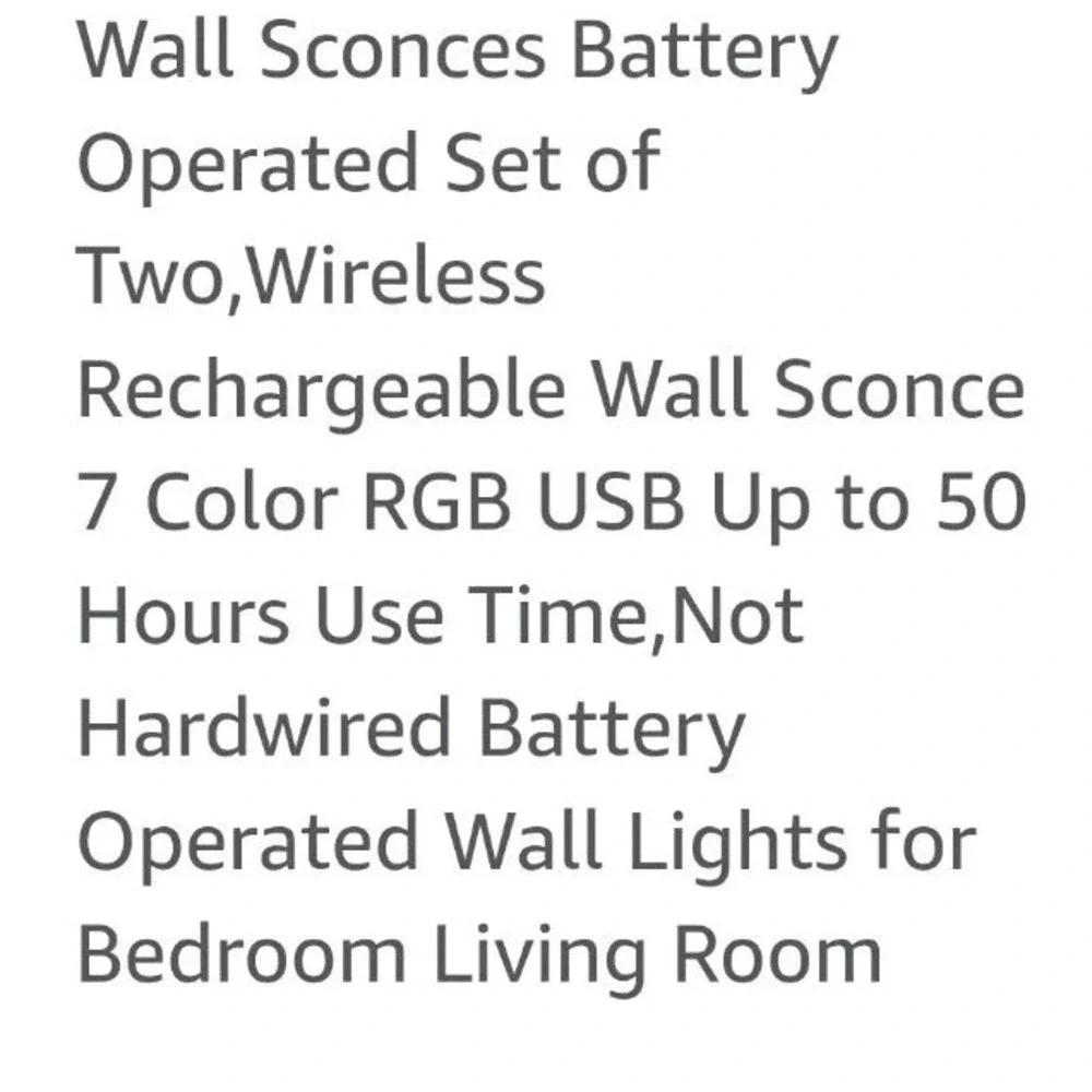 SLYWISE Battery Operated Wall Sconce, Wireless Wall Sconce Set of Two RGB Colors